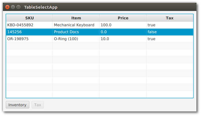 tableviewselectapp screenshot selected notax
